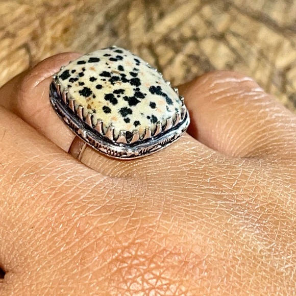 Dalmation Jasper Ring Size 7 1/2 - Picture 1 of 6